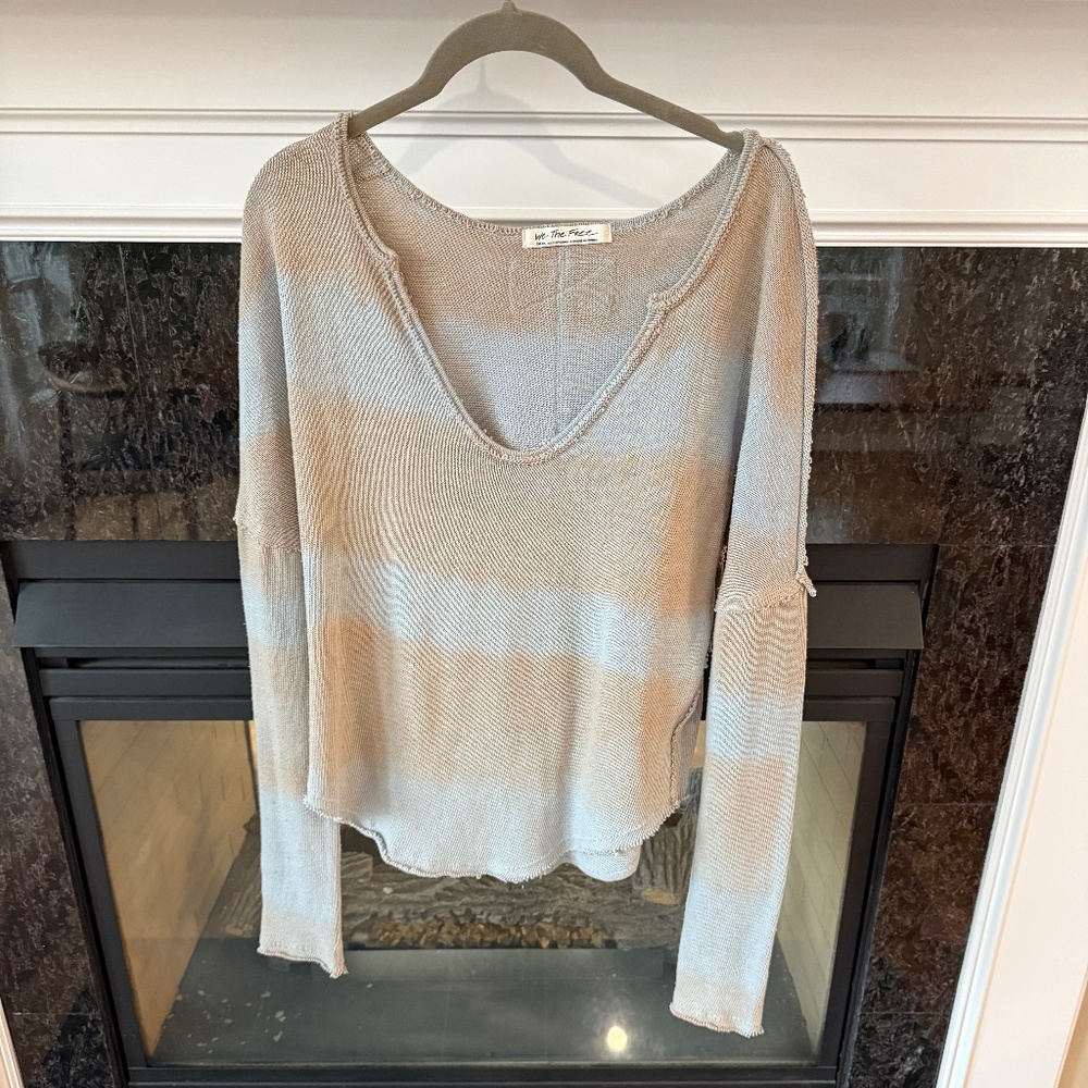 Free People Come and Get It Knit Striped V Neck Top
